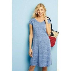 Talbots Soft Drape Jersey V-Neck Blue Dress Sz. Large